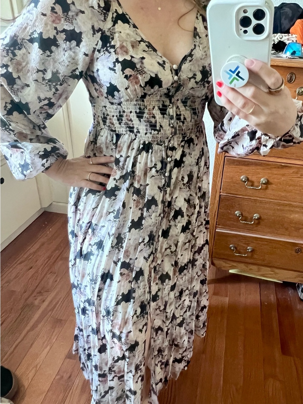 In Loom - Floral Print Maxi Dress - blush, cream, black - NWT - Picture 9 of 11
